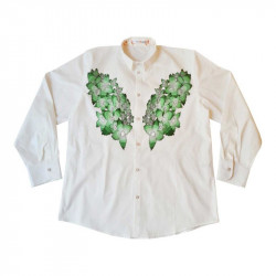'Green Floral Sasakia' Botanical Butterfly Print Shirt