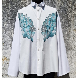 copy of 'Blue Floral Sasakia' Botanical Butterfly Print Shirt