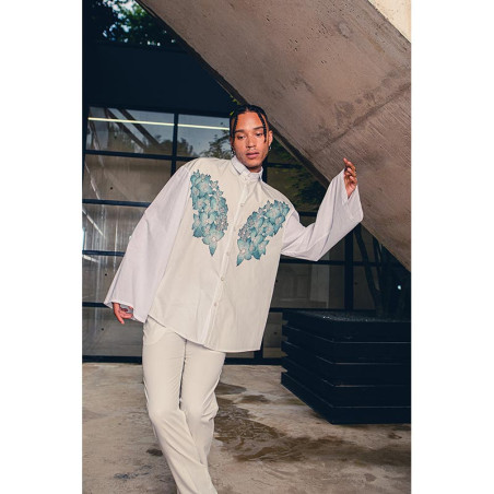 copy of 'Blue Floral Sasakia' Botanical Butterfly Print Shirt