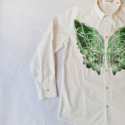 'Green Sasakia' Butterfly Print Shirt